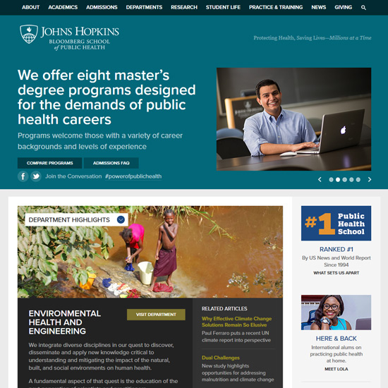 Johns Hopkins School of Public Health Screenshot